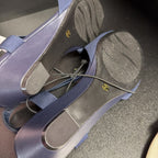 7.5 East 5th Peep-Toe Silver Detail Ankle Strap Kitten Hell