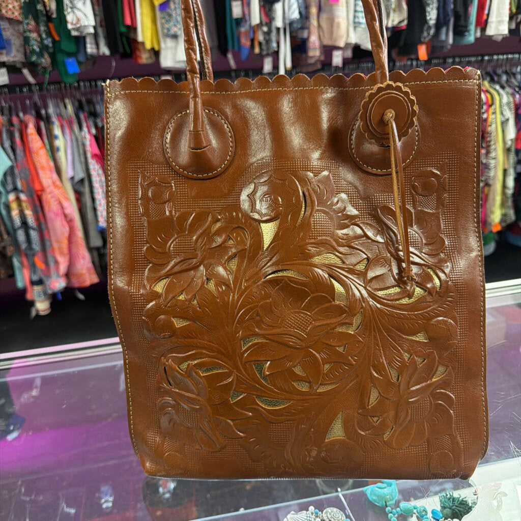 Patricia Nash Cavo Tooled leather Tote W/ Metallic Inlay