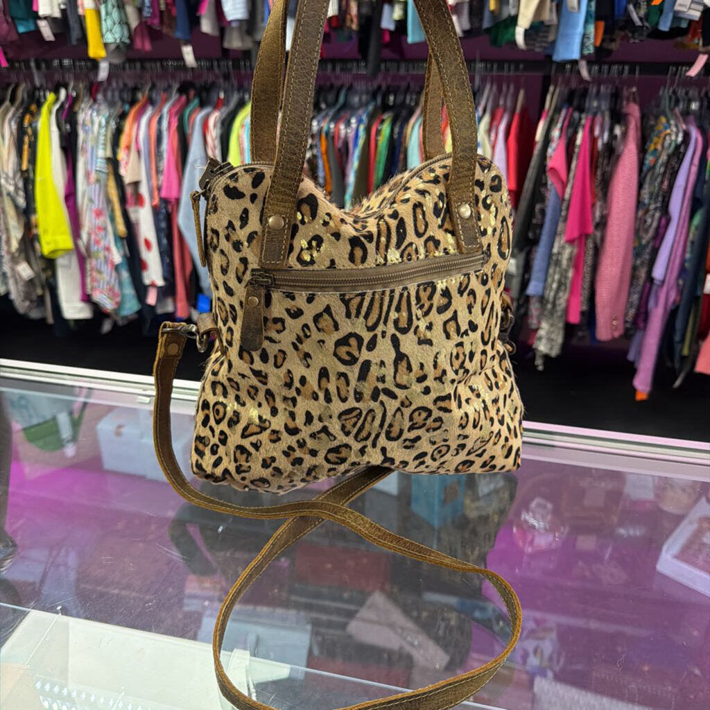 Myra Cow HIde Animal Print Crossbody