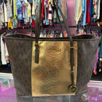 Michael Kors Jet Set Travel Tote Metallic Reptile Stripe