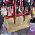Coach Natural Cabana Straw Handbag Red Leather Trim