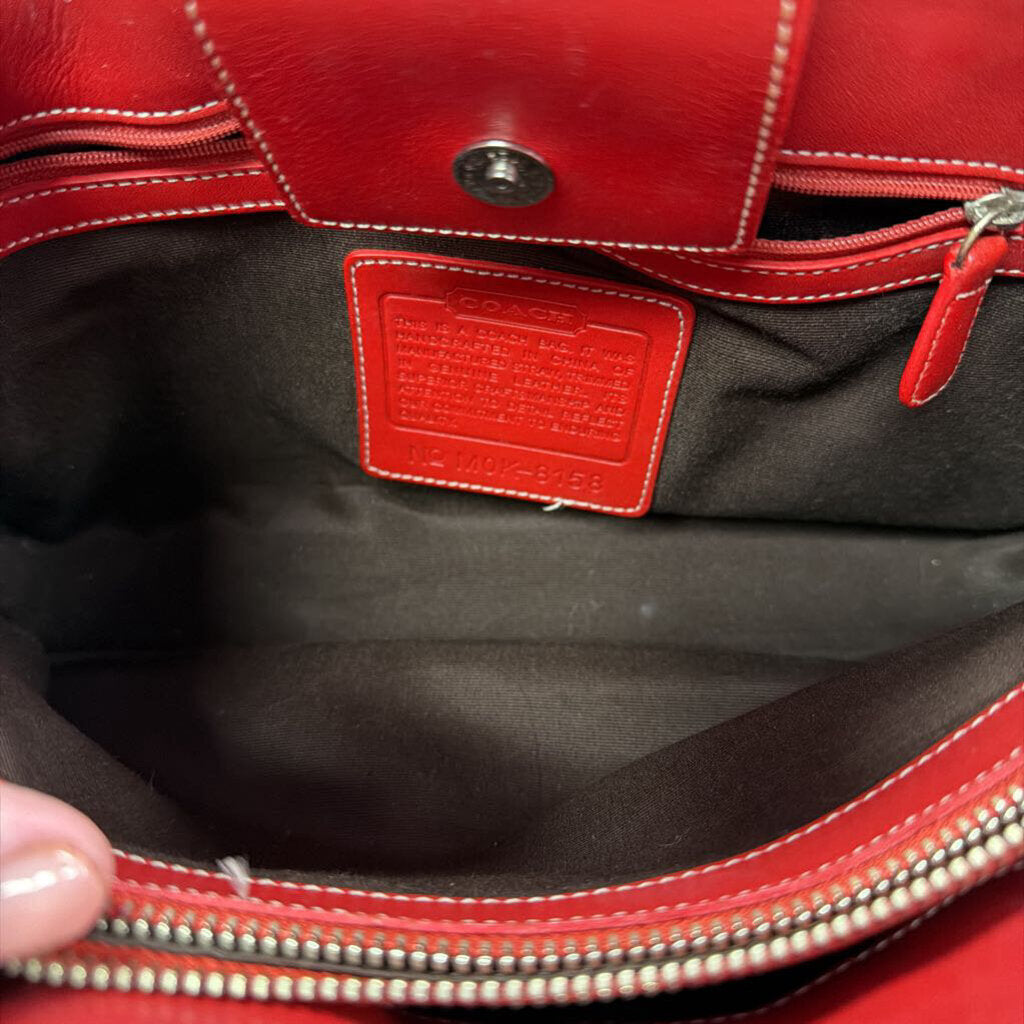 Coach Natural Cabana Straw Handbag Red Leather Trim