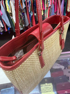Coach Natural Cabana Straw Handbag Red Leather Trim