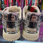 Gucci Re-Web Monogram Sneaker Silver Metallic Leather