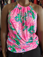 XL Lilly Pulitzer Halter Top With Detachable Chain Detail