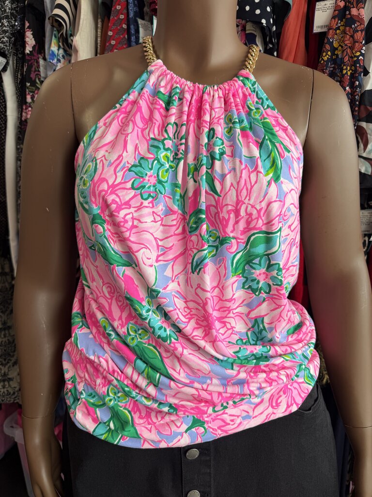 XL Lilly Pulitzer Halter Top With Detachable Chain Detail