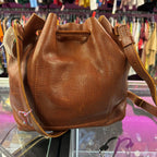 Portland Leather Classic Drawstring Bucket Bag Grained Leather