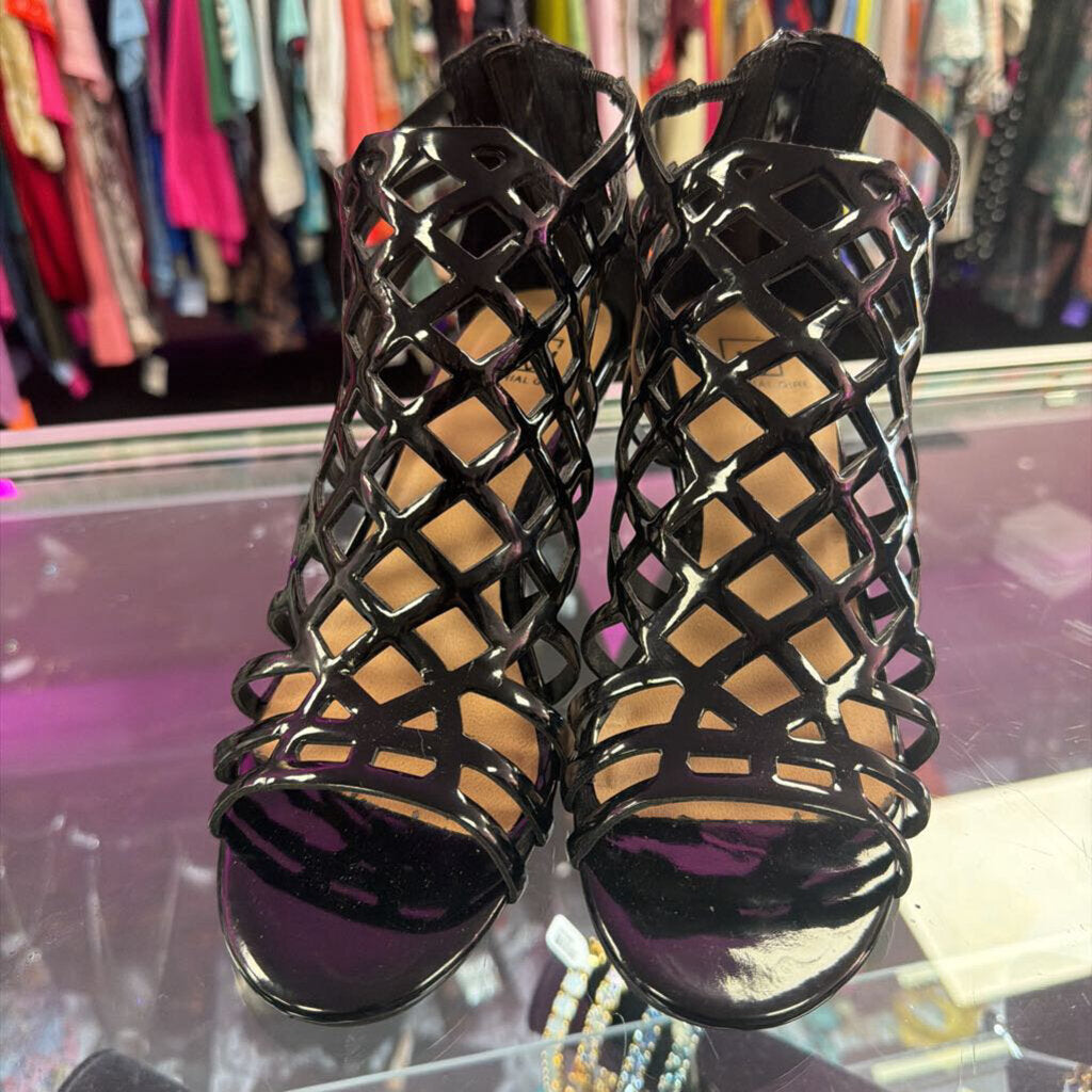7 Material Girl Peptone CrissCross Wedge Patent Shoes
