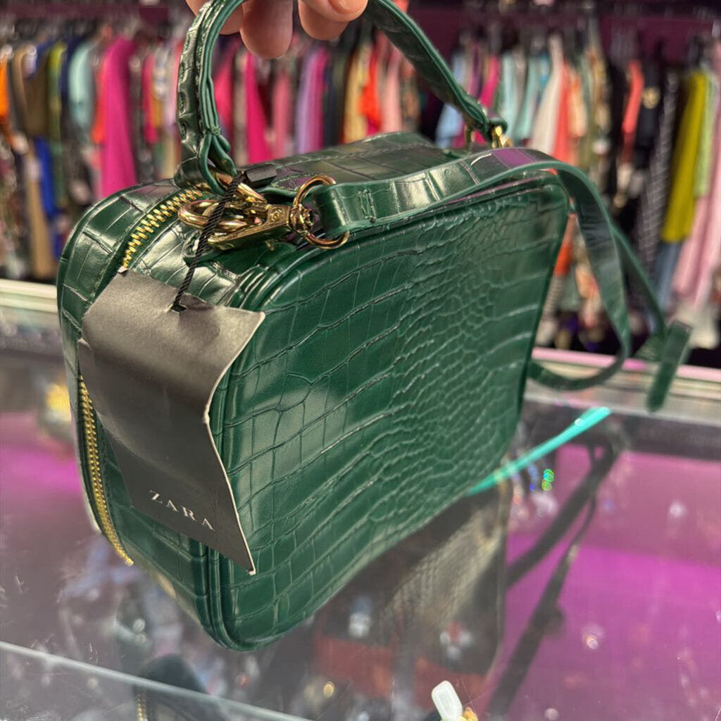 Zara Croco Faux Leather Crossbody Bag