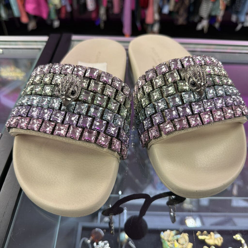 6/37 Kurt Geiger Meena Eagle Rainbow Crystal Slides