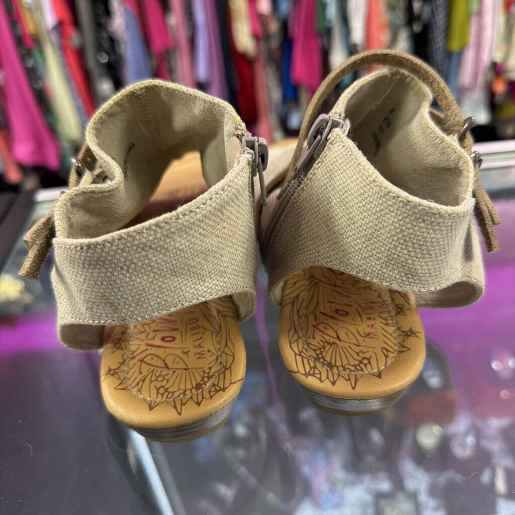 6 Blowfish Malibu Bella Sandals Strappy Tan Canvas