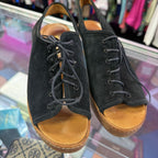 6 Prada Suede Lace Up Wooden Heel