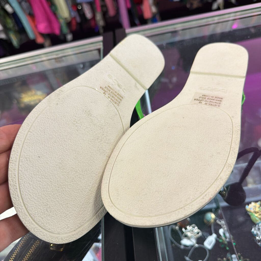 10 Bebe Neon Green Thong Sandal