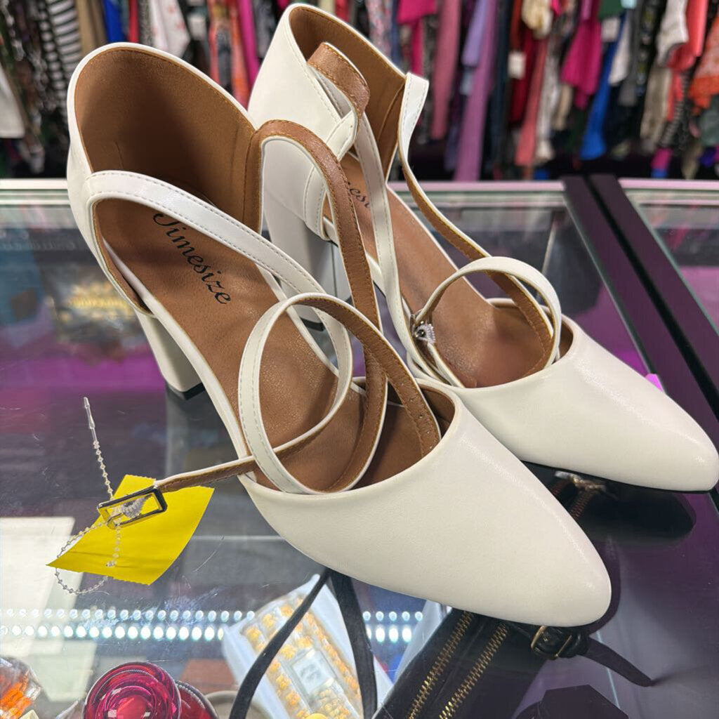 7.5 TimeSize Ankle Strap Pointed Block Heel
