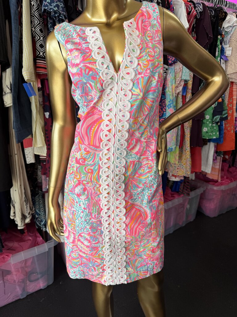 12 Lilly Pulitzer Vibrant Embroidery Detail Shift Dress