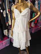 SM NWT Azulu Bayfront Cami Textured Wavy Tiered Ruffle Mini Dress
