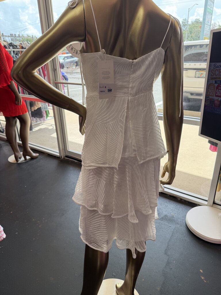 SM NWT Azulu Bayfront Cami Textured Wavy Tiered Ruffle Mini Dress