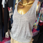 XS Tank Scoop Neck Raw Distressed Hem