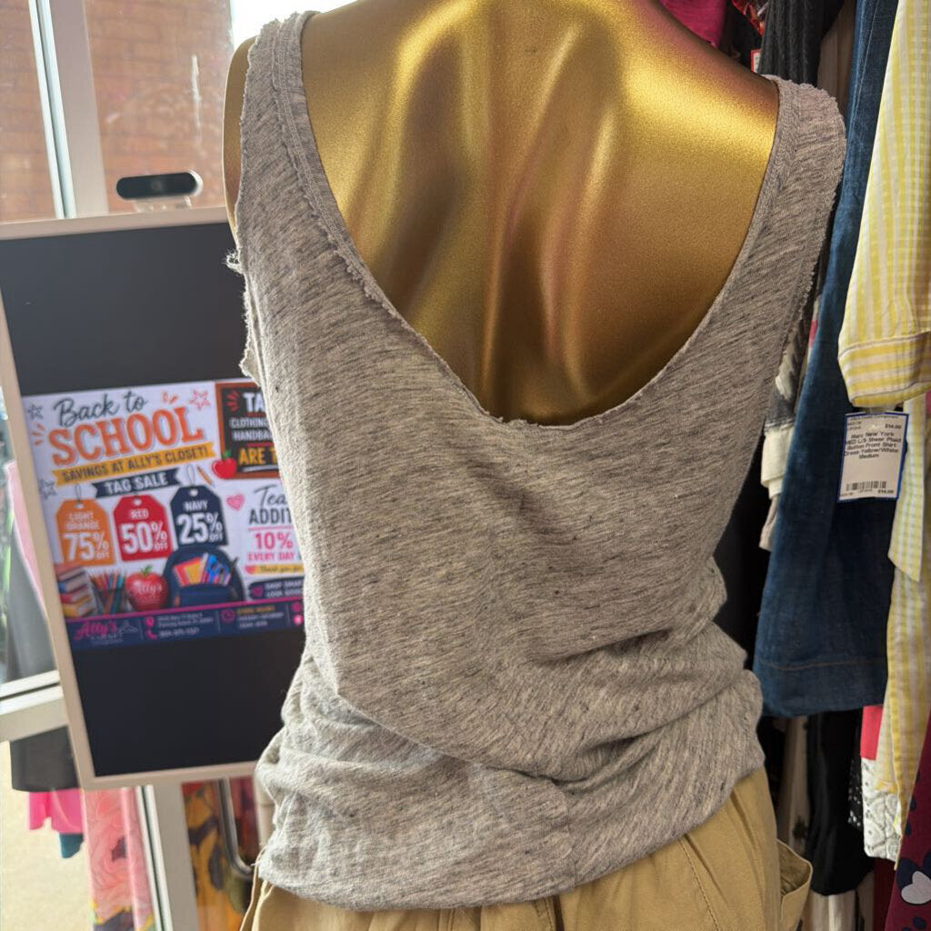 XS Tank Scoop Neck Raw Distressed Hem
