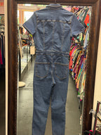 LG Good American NWT SS Denim Classic Front Zipper Jumpsuit