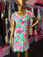 XXS Lilly Pulitzer Etta Multi Raise The Bar Floral PomTrim V Neckline