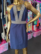 2 Lilly Pulitzer Trista Shift Dress Gold Lace Up Detail
