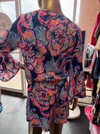 SM Lilly Pulitzer Del Lago Romper Tropical Print Tassel Neckline