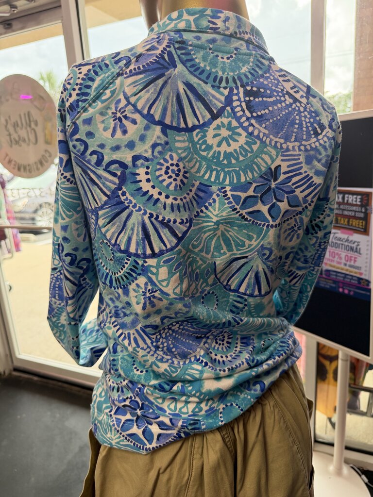 Sm Lilly Pulitzer Captain Popover In Turquoise Oasis Half Shell Half Zip