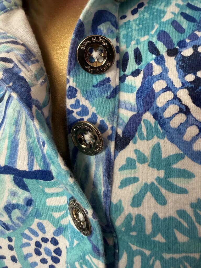 Sm Lilly Pulitzer Captain Popover In Turquoise Oasis Half Shell Half Zip