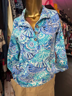 Sm Lilly Pulitzer Captain Popover In Turquoise Oasis Half Shell Half Zip