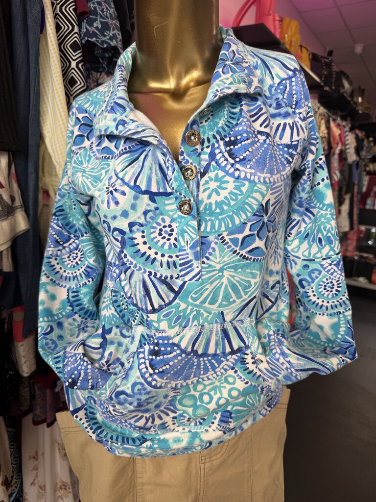 Sm Lilly Pulitzer Captain Popover In Turquoise Oasis Half Shell Half Zip