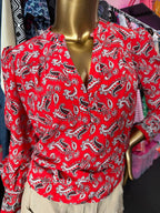 4 Veronica Beard Abbie Silk Blouse Paisley V Neck