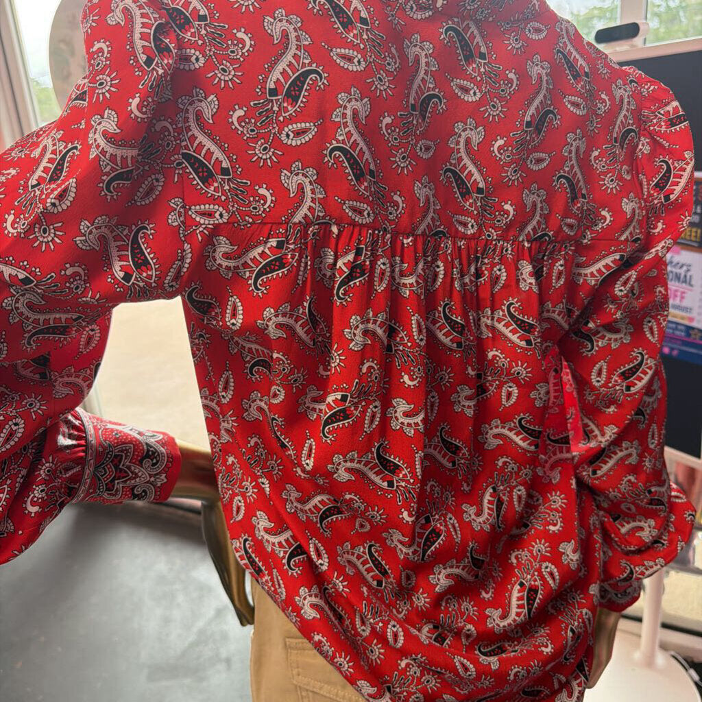 4 Veronica Beard Abbie Silk Blouse Paisley V Neck
