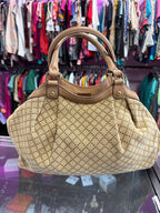 Gucci Canvas Handbag Leather Trim 211944 493498