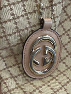 Gucci Canvas Handbag Leather Trim 211944 493498