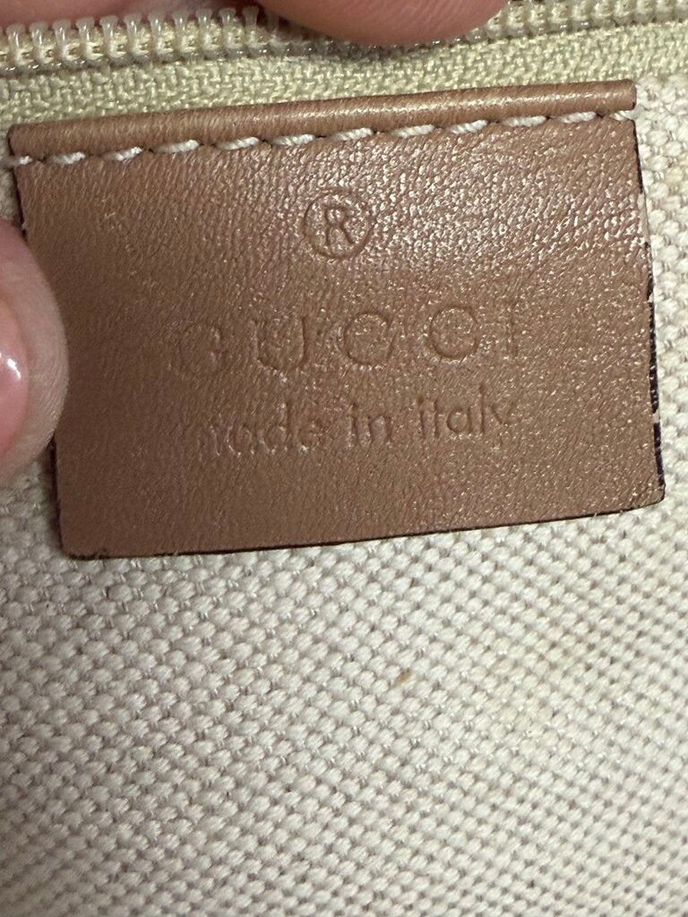 Gucci Canvas Handbag Leather Trim 211944 493498