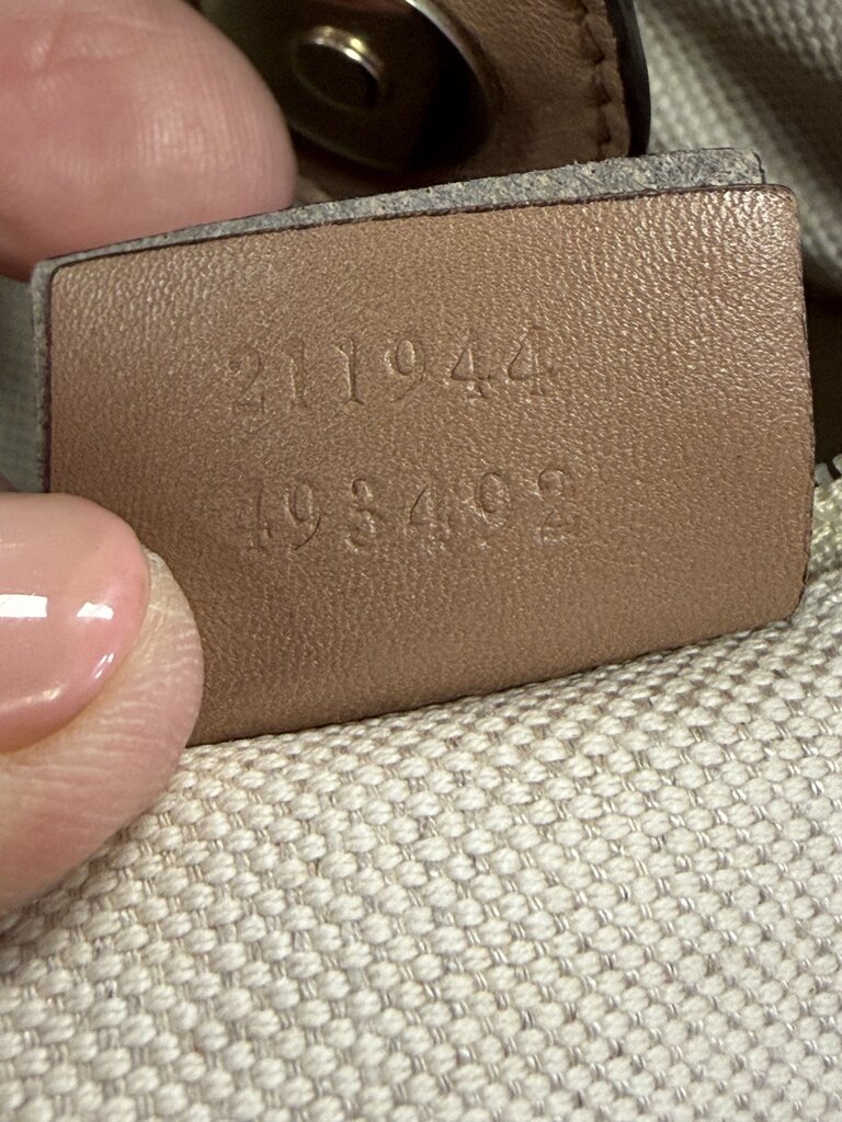 Gucci Canvas Handbag Leather Trim 211944 493498