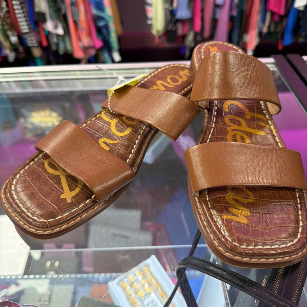 8.5 Sam Edelman Haydee Slide Sandals Croc Embossed Leather