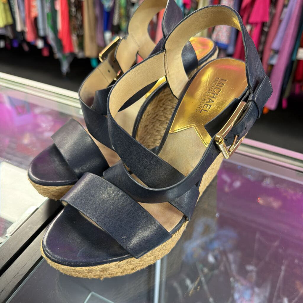 9 Michael Kors Giovanna Espadrille Wedge Sandals Leather Platform
