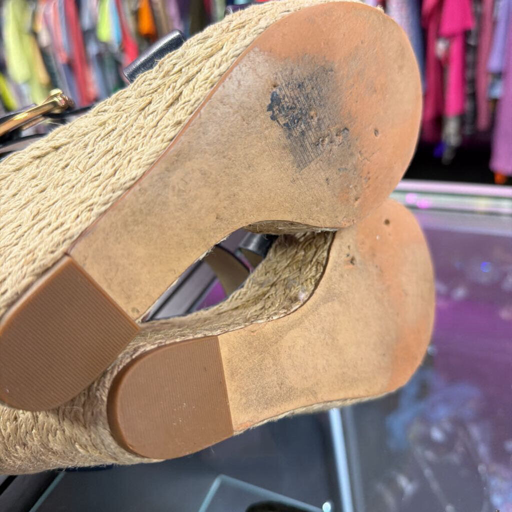 9 Michael Kors Giovanna Espadrille Wedge Sandals Leather Platform