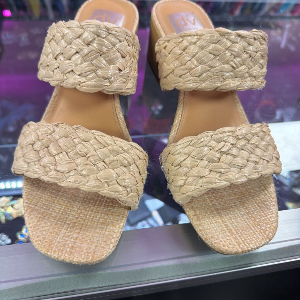 8.5 DV by Dolce Vita Stacy Raffia Woven Block Heel