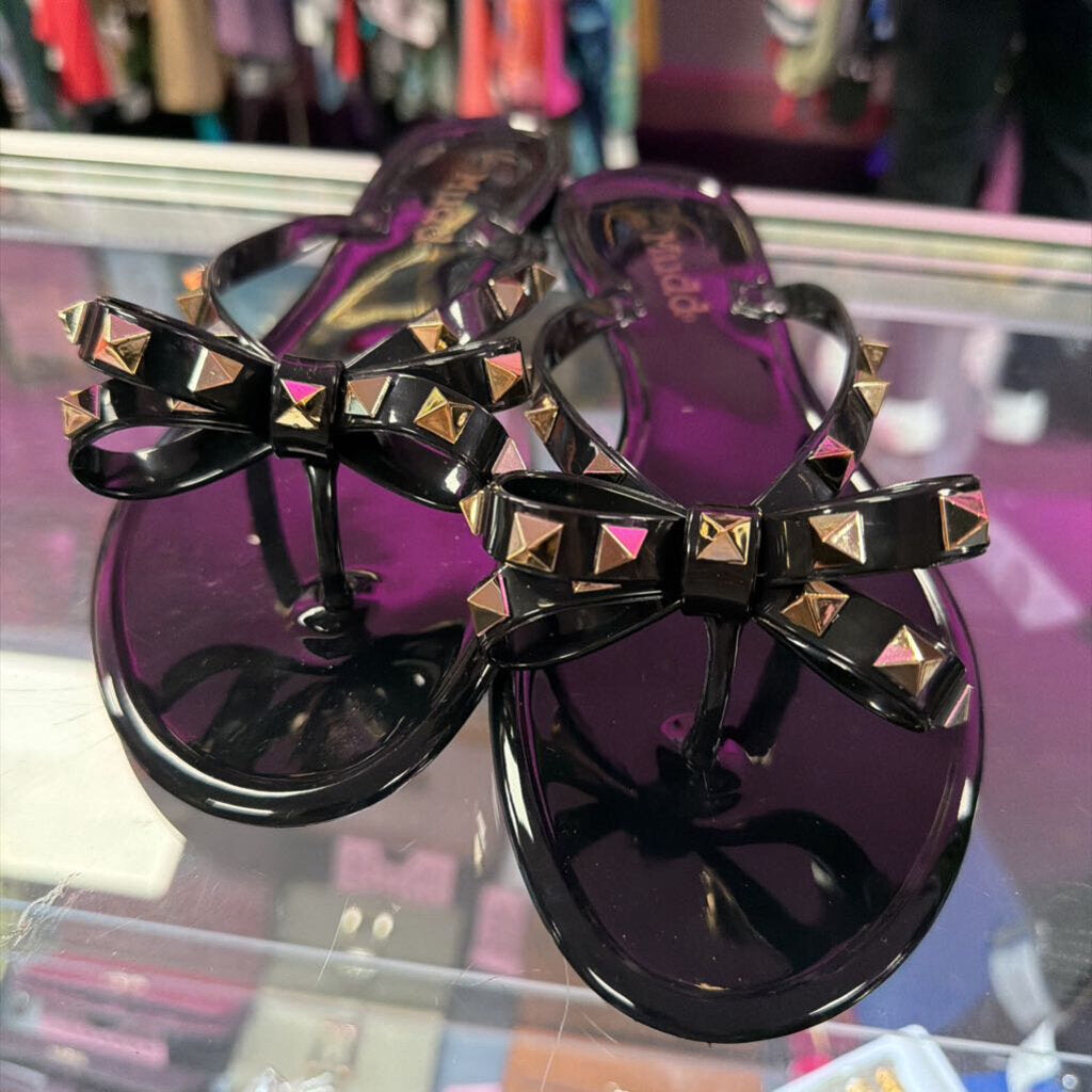 8.5 Mudd Studded Jelly Sandal Silde On Thong Bows