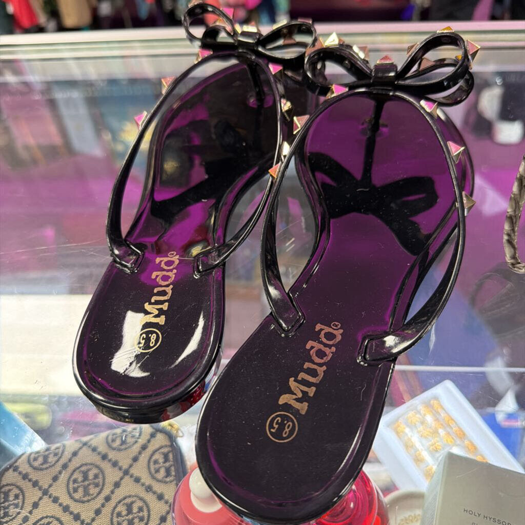 8.5 Mudd Studded Jelly Sandal Silde On Thong Bows