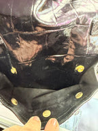 YSL Black Patent Croc-Embossed Tote Zip Close Dust Bag