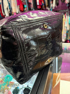YSL Black Patent Croc-Embossed Tote Zip Close Dust Bag