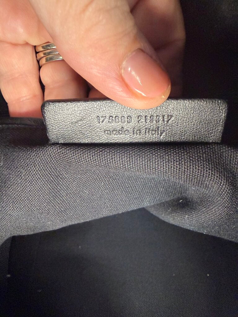 YSL Black Patent Croc-Embossed Tote Zip Close Dust Bag