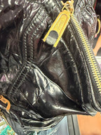 YSL Black Patent Croc-Embossed Tote Zip Close Dust Bag