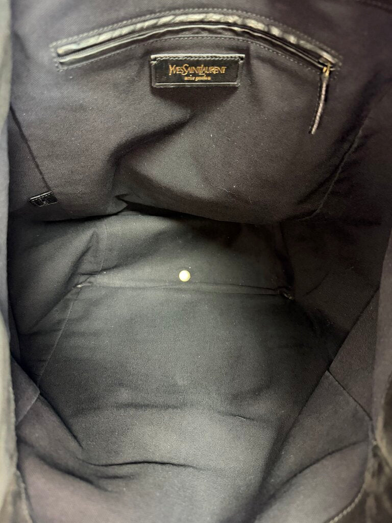 YSL Black Patent Croc-Embossed Tote Zip Close Dust Bag