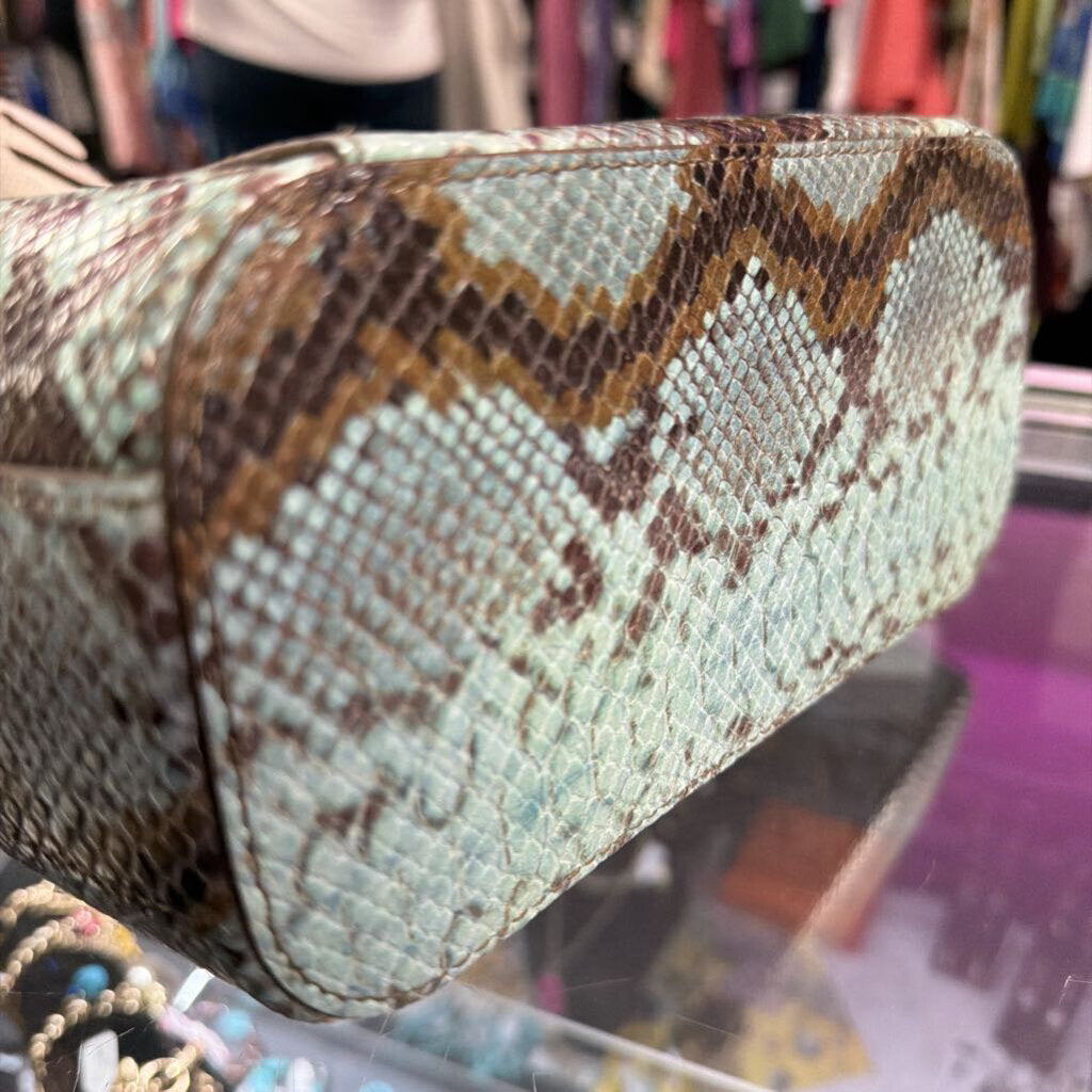 Brahmin Margo Turquoise Stone tecoma Leather Crossbody Reptile Embossed Print