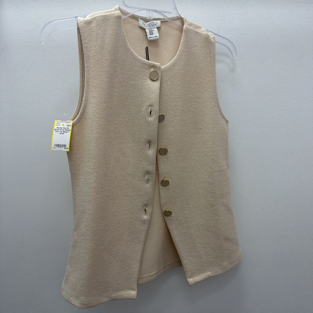 XS Button Front Ribbed Vest Top